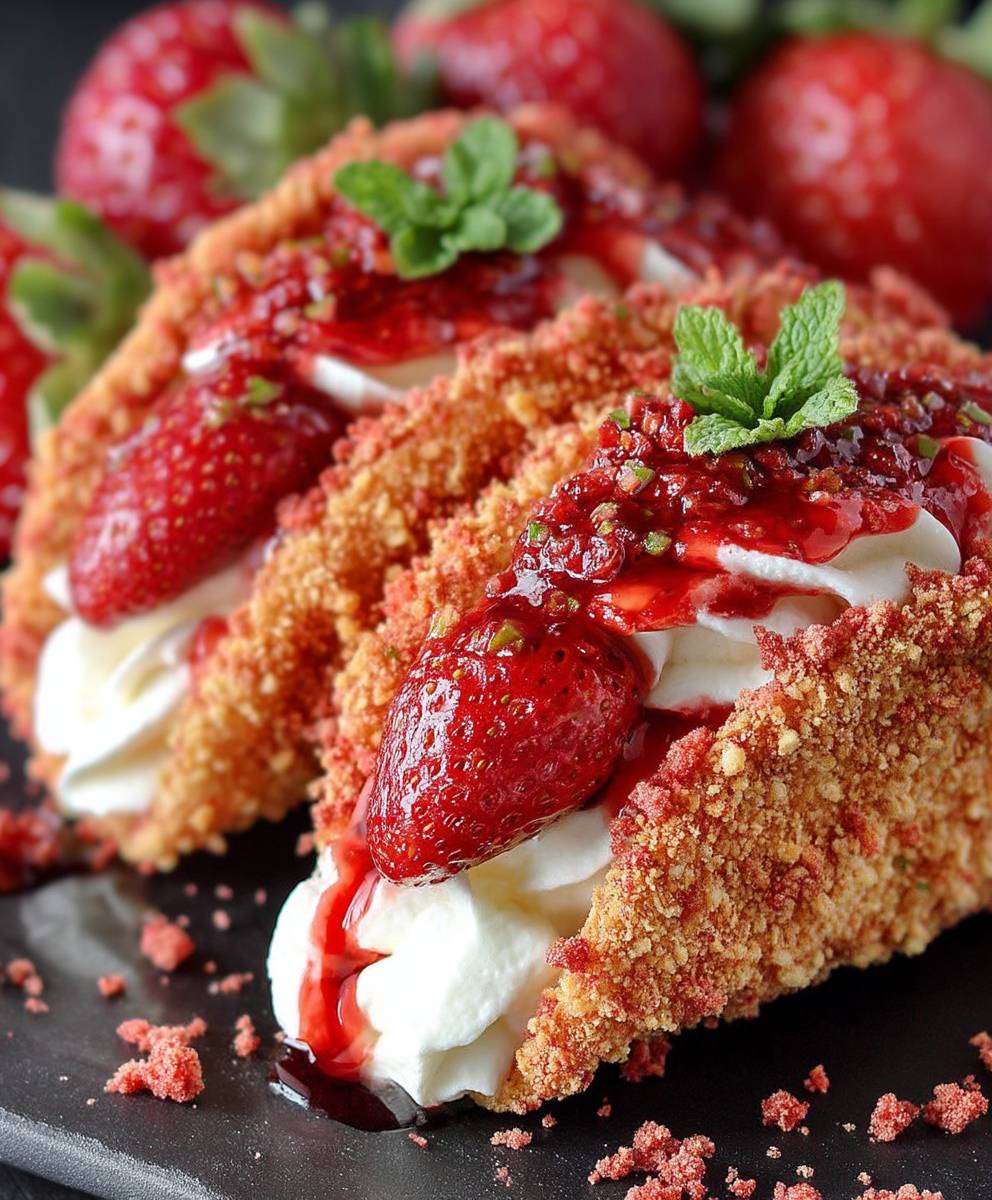 Strawberry Crunch Cheesecake Tacos