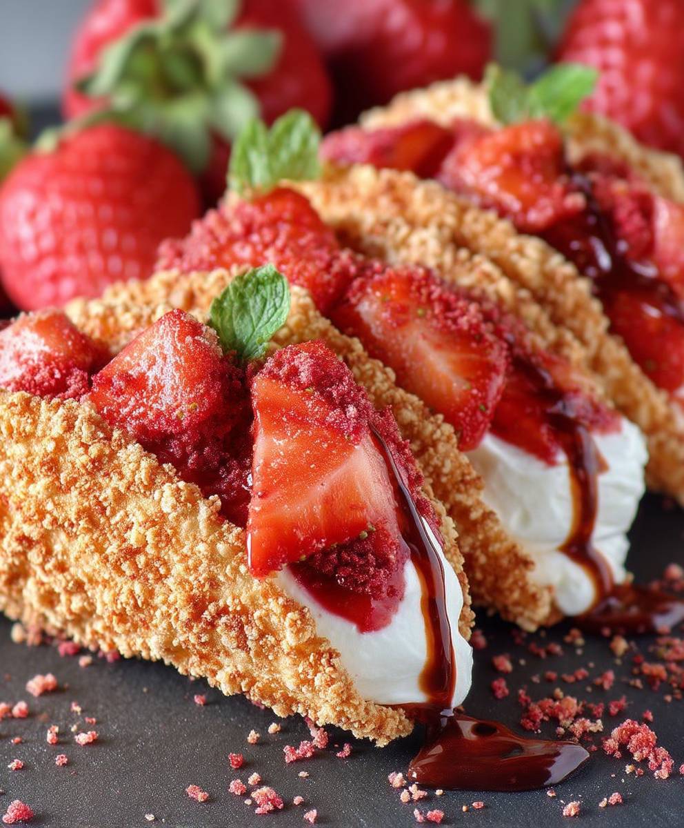 Strawberry Crunch Cheesecake Tacos