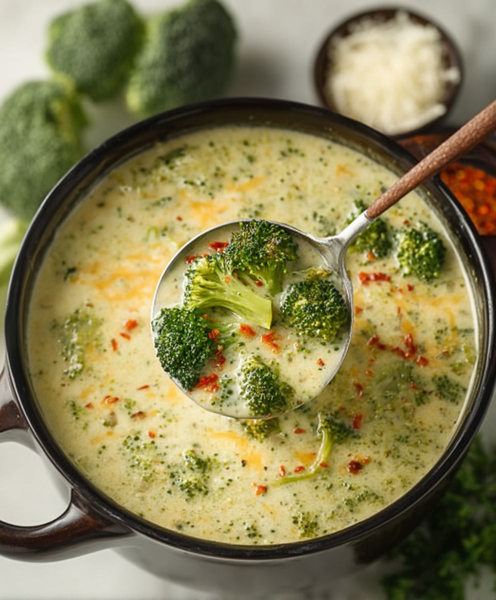 High Protein Broccoli Cheddar Soup