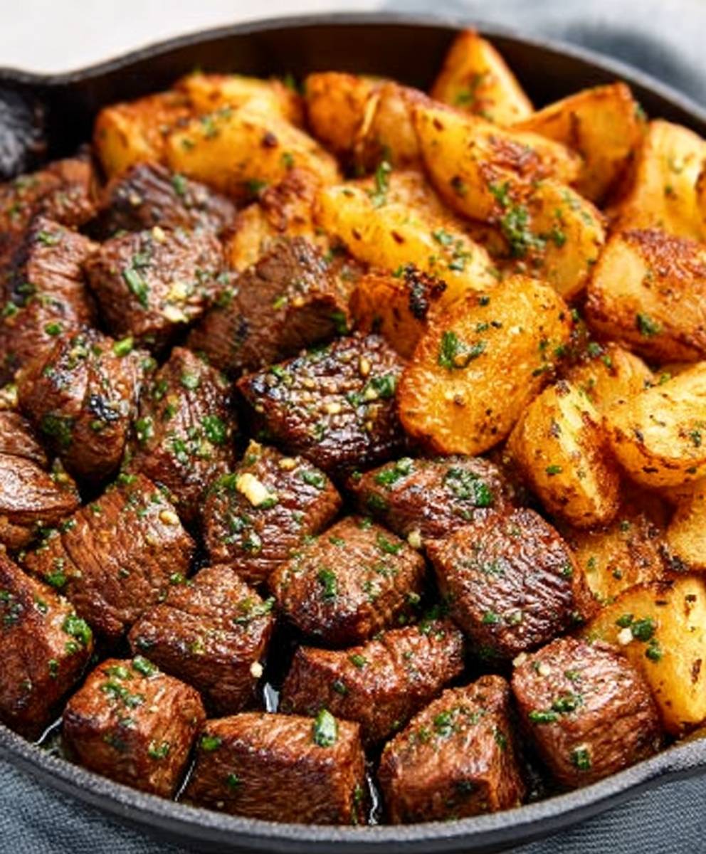 Garlic Butter Steak Bites and Potatoes – Easy Skillet Dinner Recipe image 2