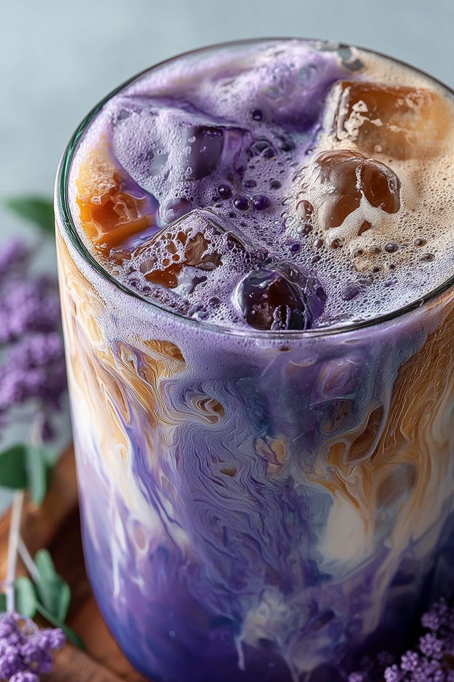 Easy Iced Ube Latte | Creamy Purple Trendy Coffee Drink Recipe image 2